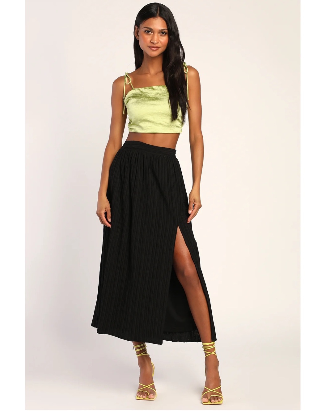 NWT Lulu’s Midsummer Memories Black Mid-Rise Maxi Skirt Large Small Euro Summer - Picture 1 of 5